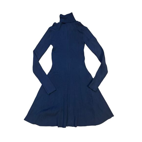 Zara Blue Ribbed Turtleneck Sheath Dress e - Picture 1 of 8